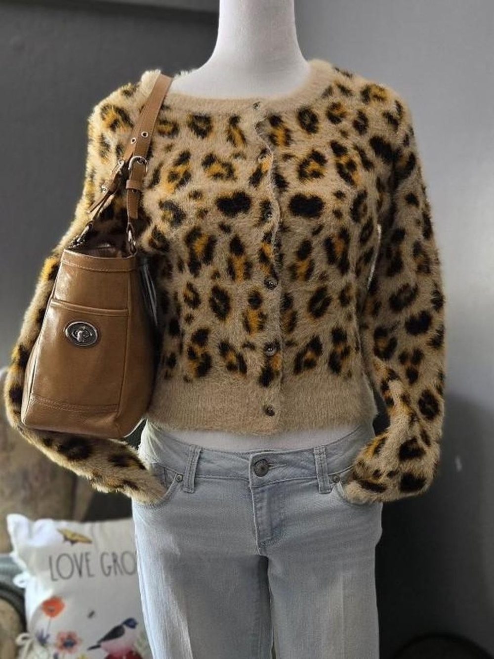 Forever 21 Leopard Print Super Soft Eyelash Knit Cardigan